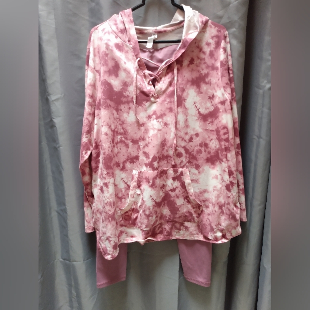 1X RBX Pink & White Tie-Dyed Long Sleeved Very Soft (!)H odie Pullover